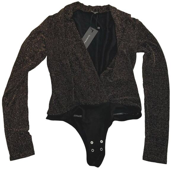 Dynamite Small Gold Shimmer Bodysuit NWT - Picture 1 of 6